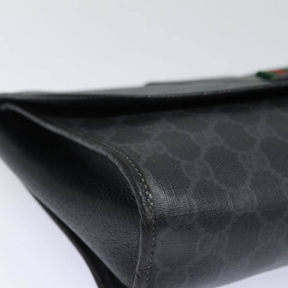 GUCCI GG Supreme Web Sherry Line Clutch Bag Black Gold 156 01 031 Auth bs16653 - Picture 8 of 16